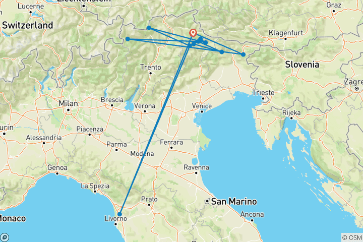 Carte du circuit Les Dolomites depuis le lac Prags Wildsee (7 jours)