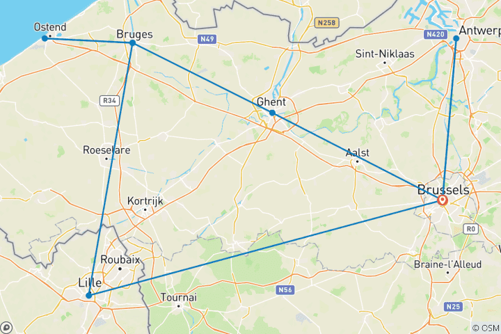 Map of Discover Belgium and Northern France: Art, History and Sea Views