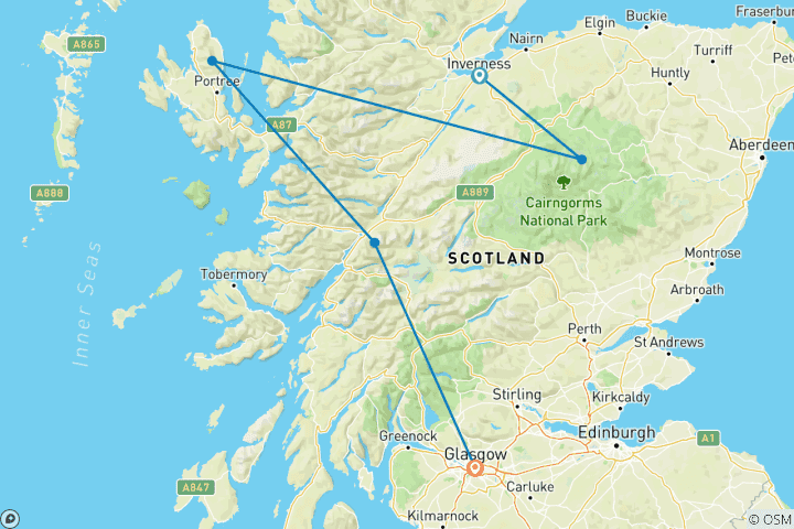 Carte du circuit Tournée des whiskies écossais - L'esprit du whisky écossais