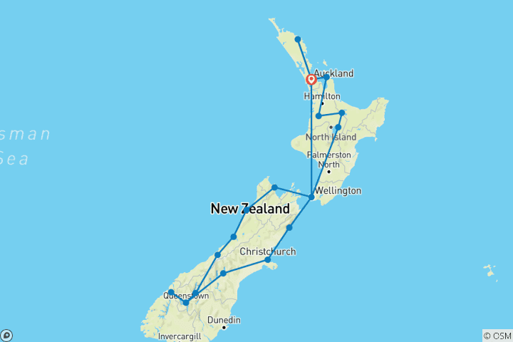 Karte von Die Kiwi Classic Tour