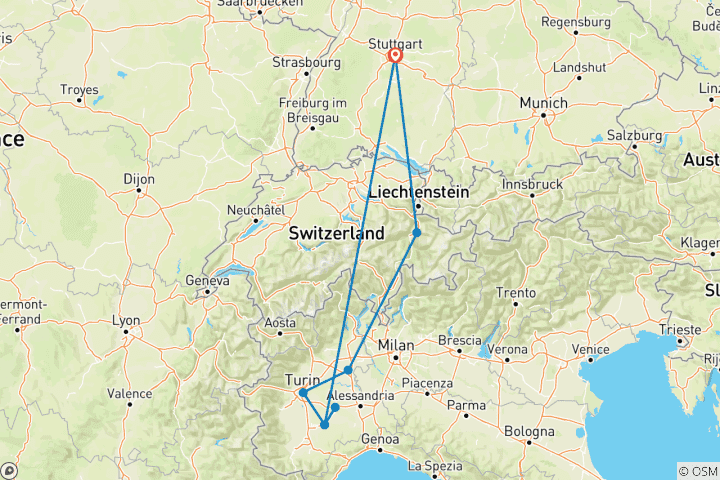 Carte du circuit Piémont - une expérience savoureuse