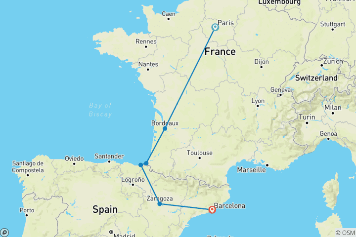 Map of London to Barcelona Quest (Plus, Start Paris, Classic)