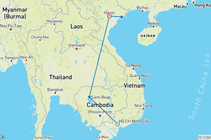 Map of From Angkor to Ha Long: An 11-Day Adventure Across Cambodia & Vietnam