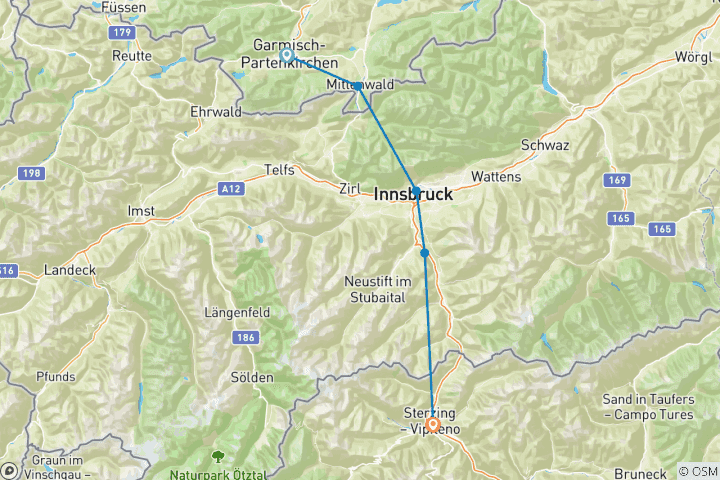 Map of Alpenüberquerung: Garmisch - Sterzing (8 Tage)