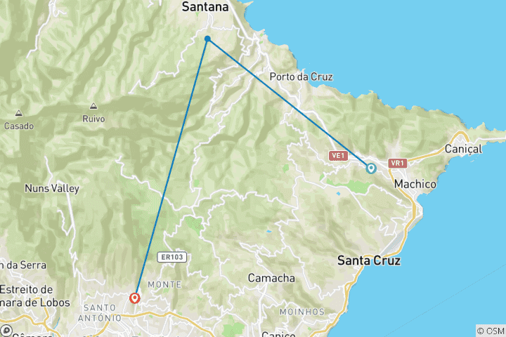 Map of Pleasure Hiking in Madeira 7 Days