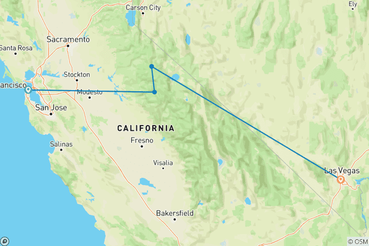 Map of One Week from San Francisco to Vegas