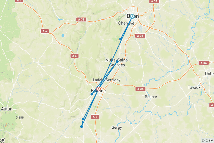 Carte du circuit Randonnée dans les vignobles de Bourgogne