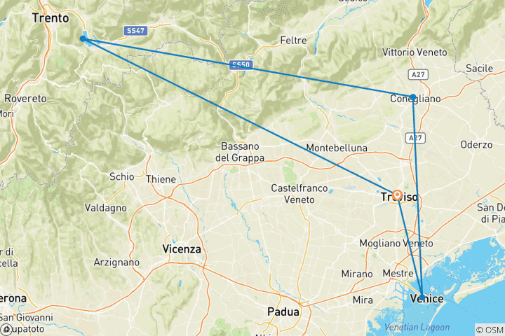 Carte du circuit Court séjour à Venise et Trévise