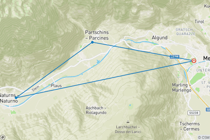 Carte du circuit Sentier d'altitude de Merano (8 jours)