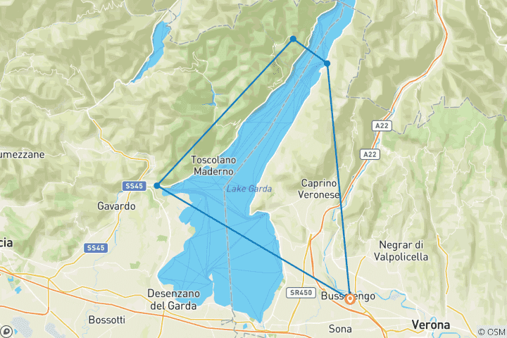 Map of Around Lake Garda by Mountain Bike 6 Days
