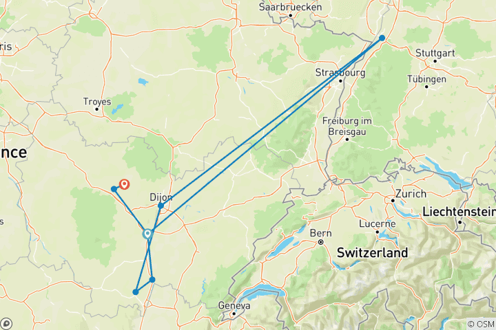 Kaart van Bourgondië - cultuur en plezier op je gemak