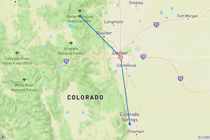 Carte du circuit Le meilleur de Denver et du Colorado - 3 jours