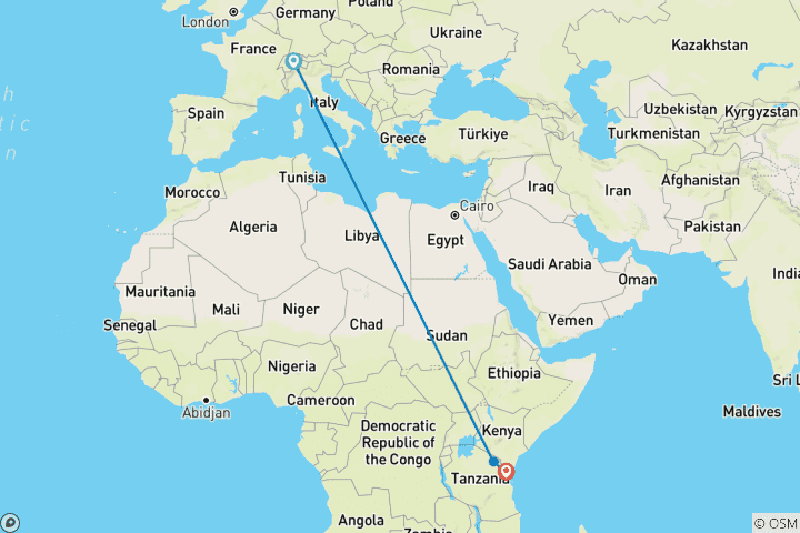 Kaart van 4-Daagse Gehoornde Kameleontocht in Usambara-gebergte