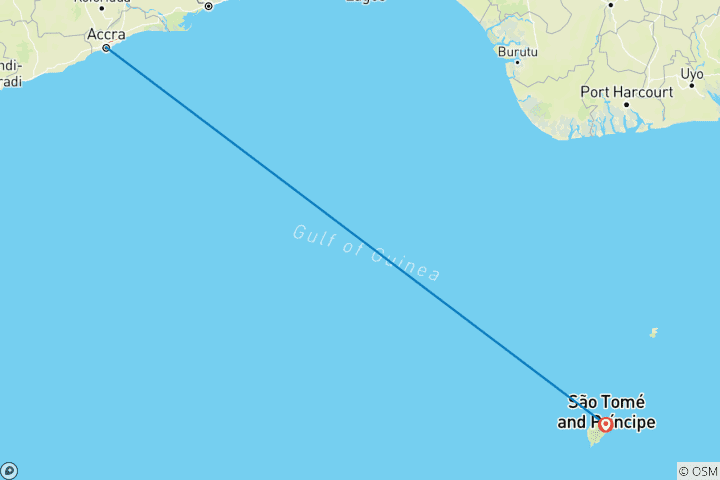 Map of 5 days Sao Tome and Principe tour