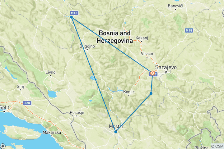 Map of Bosnia & Herzegovina Adventure