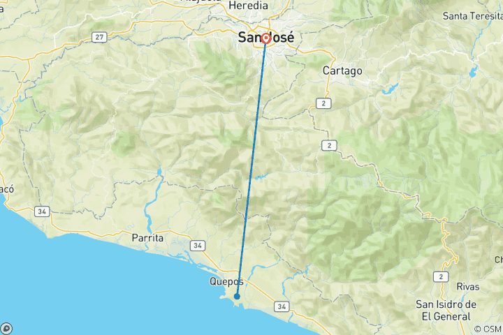 Map of Manuel Antonio Short Break – Adventure & Nature (6 Days / 5 Nights)