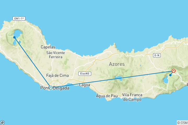 Map of Azores - Trekking on the island of São Miguel (8 days)