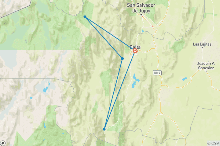Karte von Die Vulkanroute in der argentinischen Puna (7 Tage)