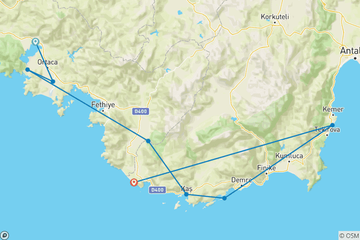 Map of Family Turkey Coastal Adventure