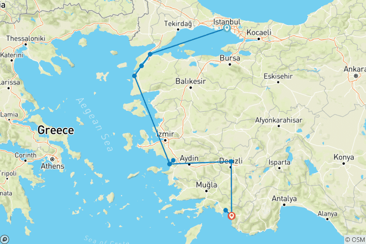 Map of Turkey Prelude and Gulet