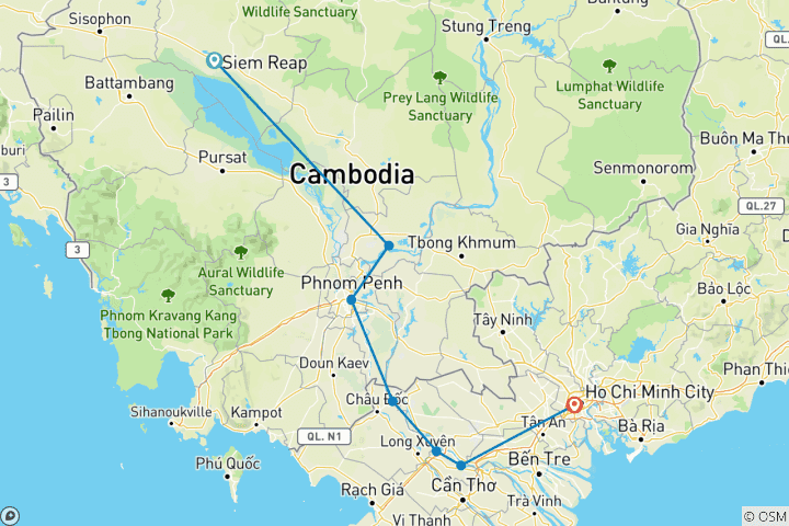 Karte von Wunder von Kambodscha, Vietnam und dem Mekong 2026-2027