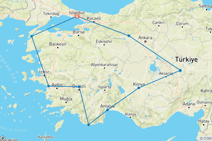 Map of Turkey Encompassed
