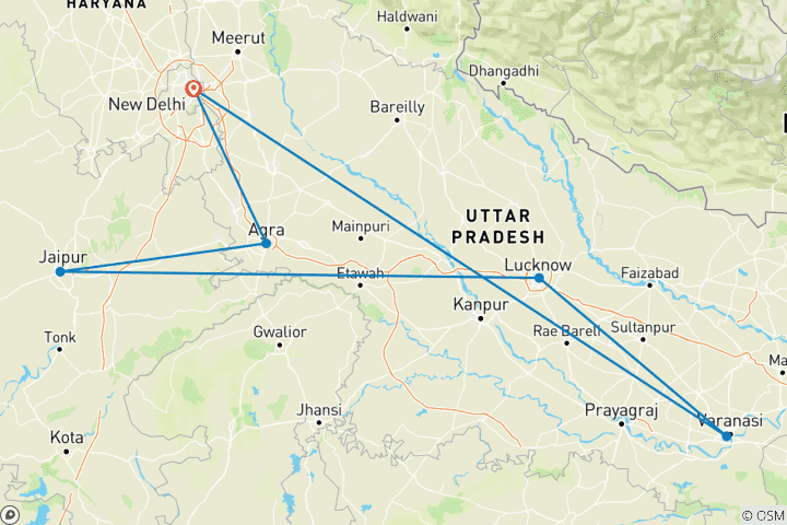 Carte du circuit Premium India (including Lucknow)