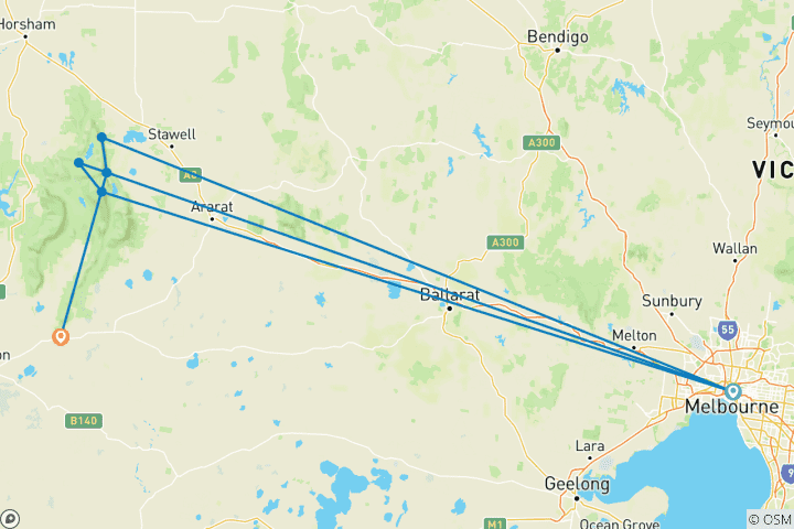 Carte du circuit Marcher sur le sentier des Grampians Peaks