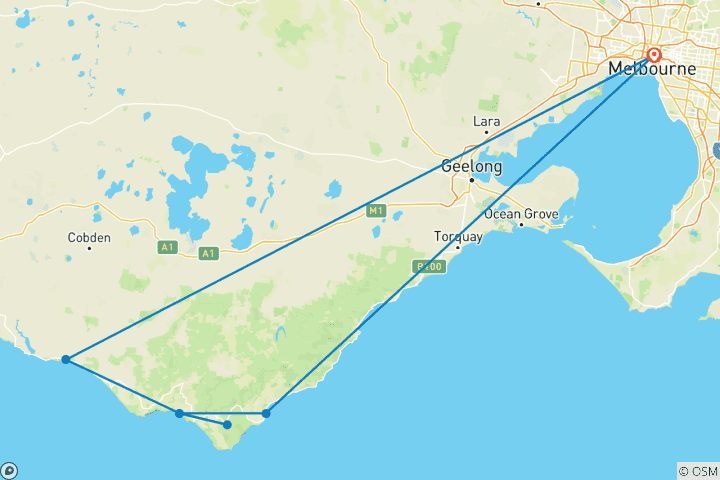 Carte du circuit Trek sur la Grande Marche de l'Océan