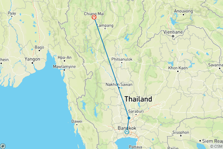 Map of Thailand Real Food Adventure (from Bangkok to Chiang Mai)
