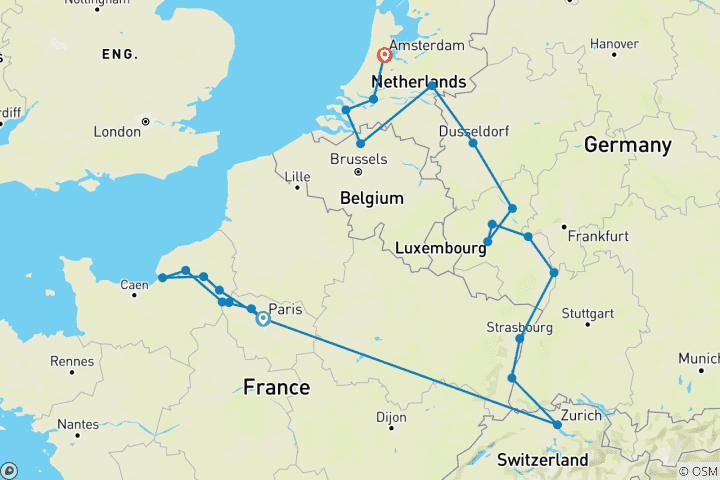 Carte du circuit Le cœur de l'Europe 2027