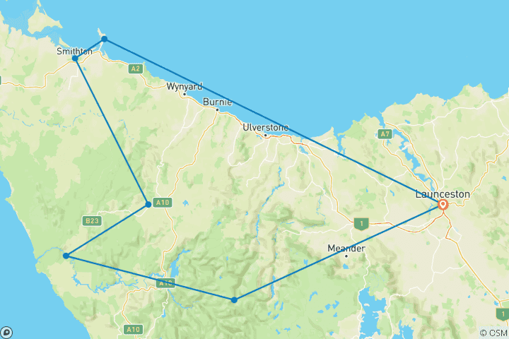 Map of Best of Tasmania's Tarkine & Cradle Mountain