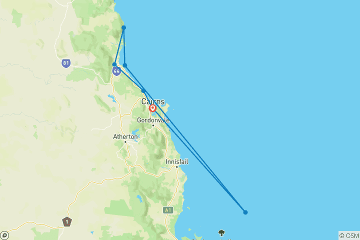 Map of Best of Cairns, Great Barrier Reef & Daintree