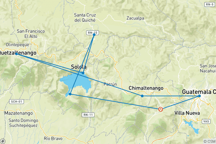 Carte du circuit Le cœur du Guatemala