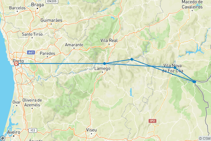 Map of Douro-Fluss-Tal (Porto bis Porto