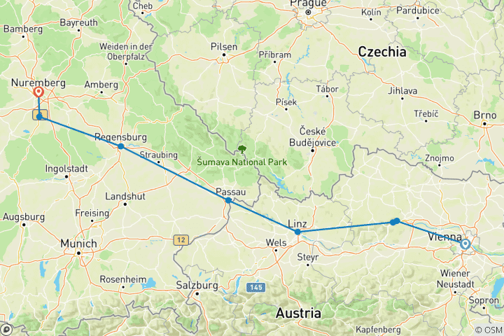 Map of European Holiday Markets (2027) (Vienna to Nuremberg, 2027)