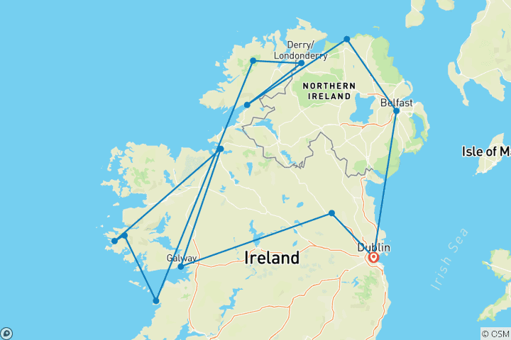 Carte du circuit Les secrets de l'île d'Émeraude : un road trip en Irlande