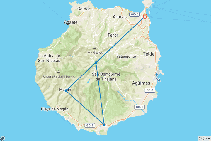 Carte du circuit Gran Canaria Express : un court voyage, de grandes expériences