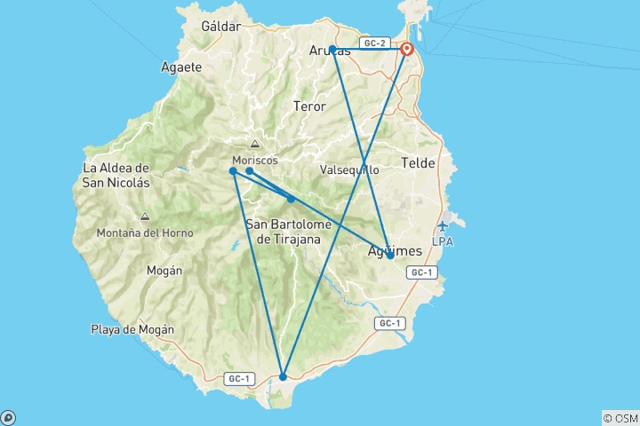 Map of Gran Canaria: Island of contrasts