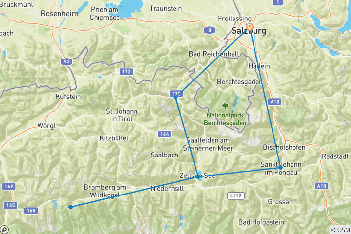 Karte von Tauernrunde - Kultureller Hochgenuss in landschaftlicher Vielfalt (7 Tage)