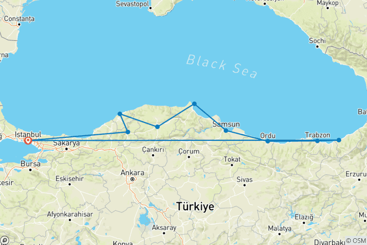 Carte du circuit Culture du thé turc
