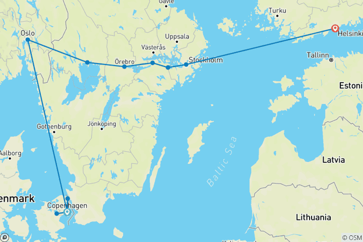 Map of Scandinavian metropolises