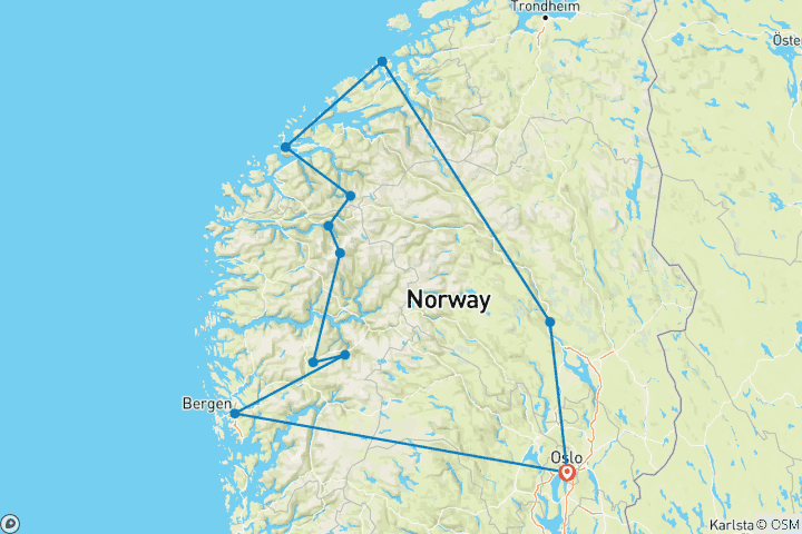 Karte von Norwegen zum Kennenlernen