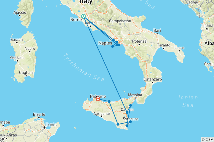 Carte du circuit Échappée italienne et Sicile 35 à 45 (35 à 45)