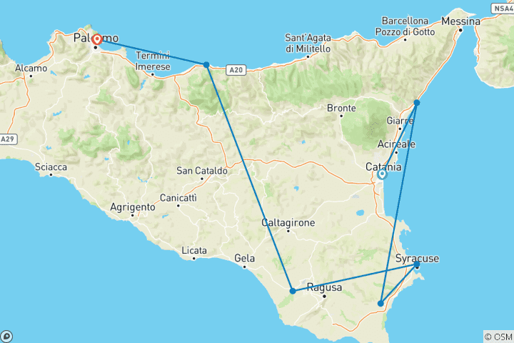 Kaart van Echt Sicilië 35 tot 45 (35 tot 45)