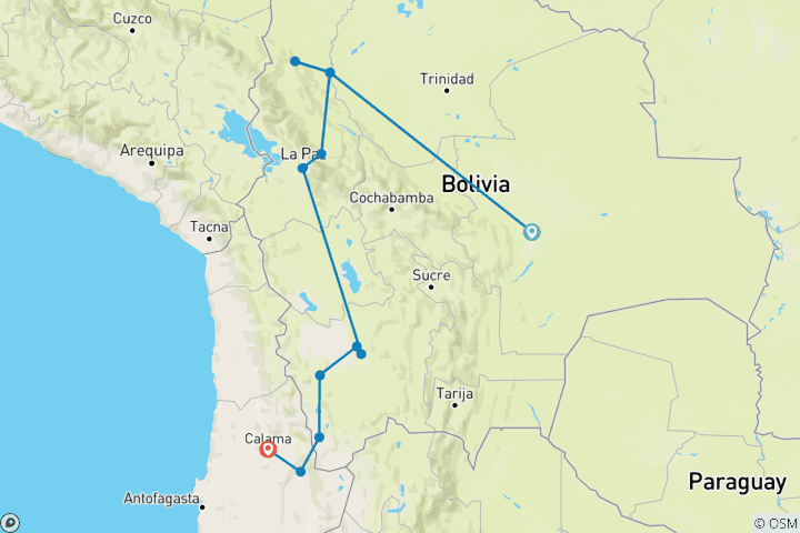 Carte du circuit De l'Amazonie aux Andes : Safari au pays des contrastes