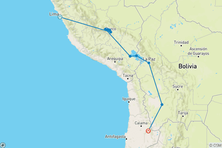 Carte du circuit Rencontre Pérou & Bolivie