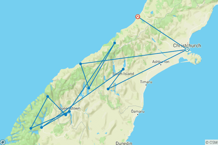 Karte von Spotlight Süd (2025/2026) (13 Destinationen)