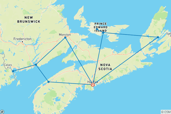 Karte von Kustenzauber Atlantik-Kanada (Wohlfuhlgruppe)