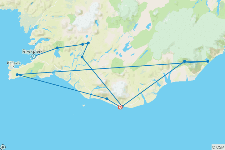 Map of 3-Day South Coast & Glacier Lagoon
